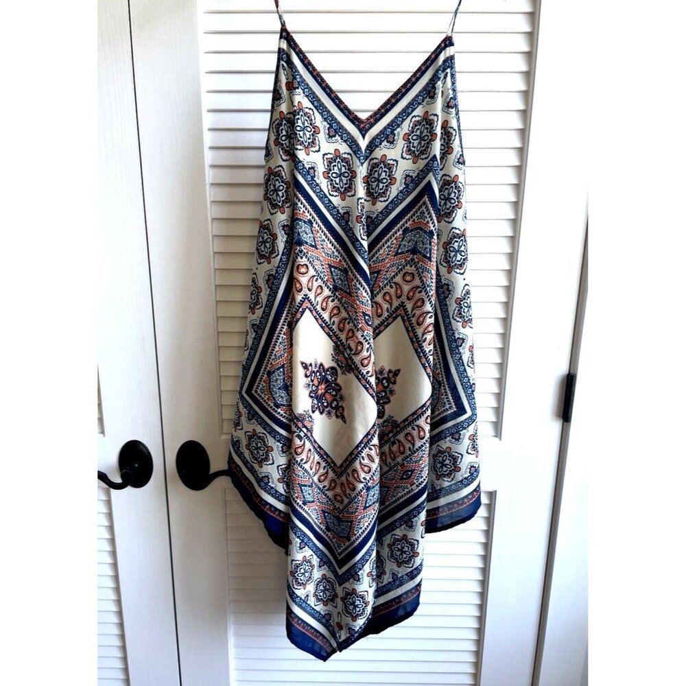Moon River Sleeveless Paisley Midi Dress Small Blue Coral Bohemian Summer Dress